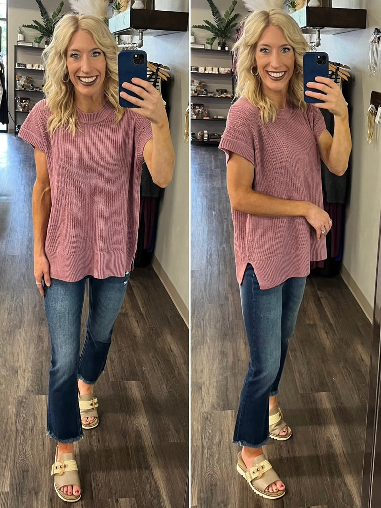 Elodie Knitted Top - Dusty Mauve