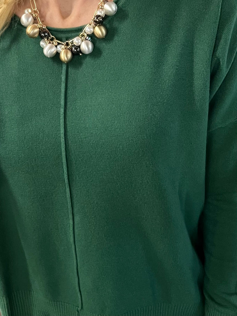 Tillie Center Seam Sweater - Evergreen