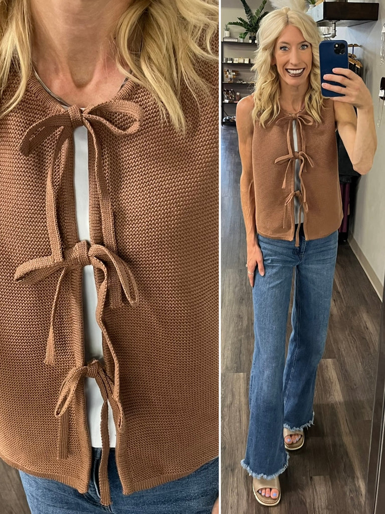Mari Tied Vest - Camel