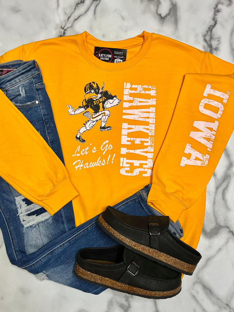 Let's Go Hawkeyes Crewneck - Gold