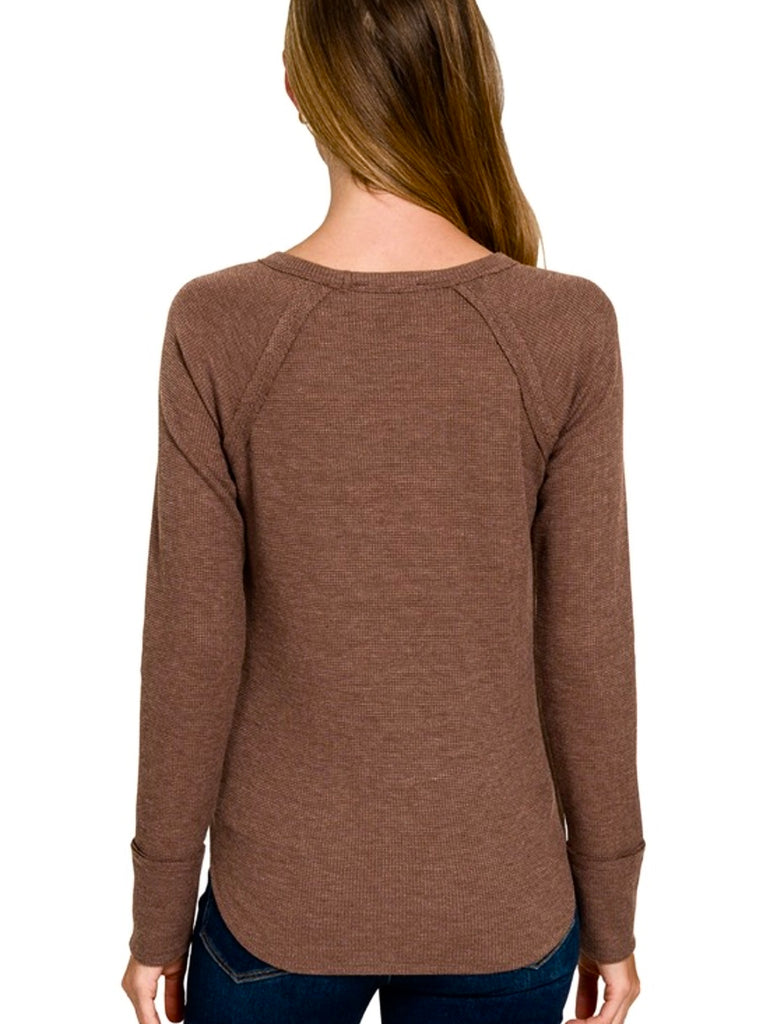 Sonya Long Sleeve Waffle Knit - Brown