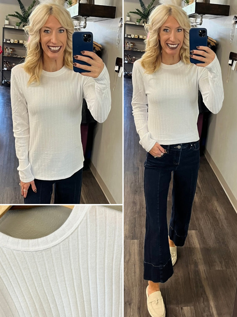 Sadie Ribbed Long Sleeve - White