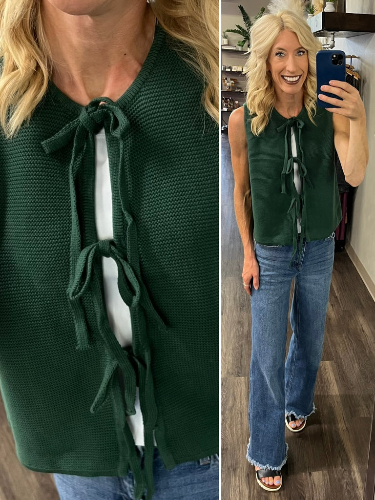 Mari Tied Vest - Evergreen