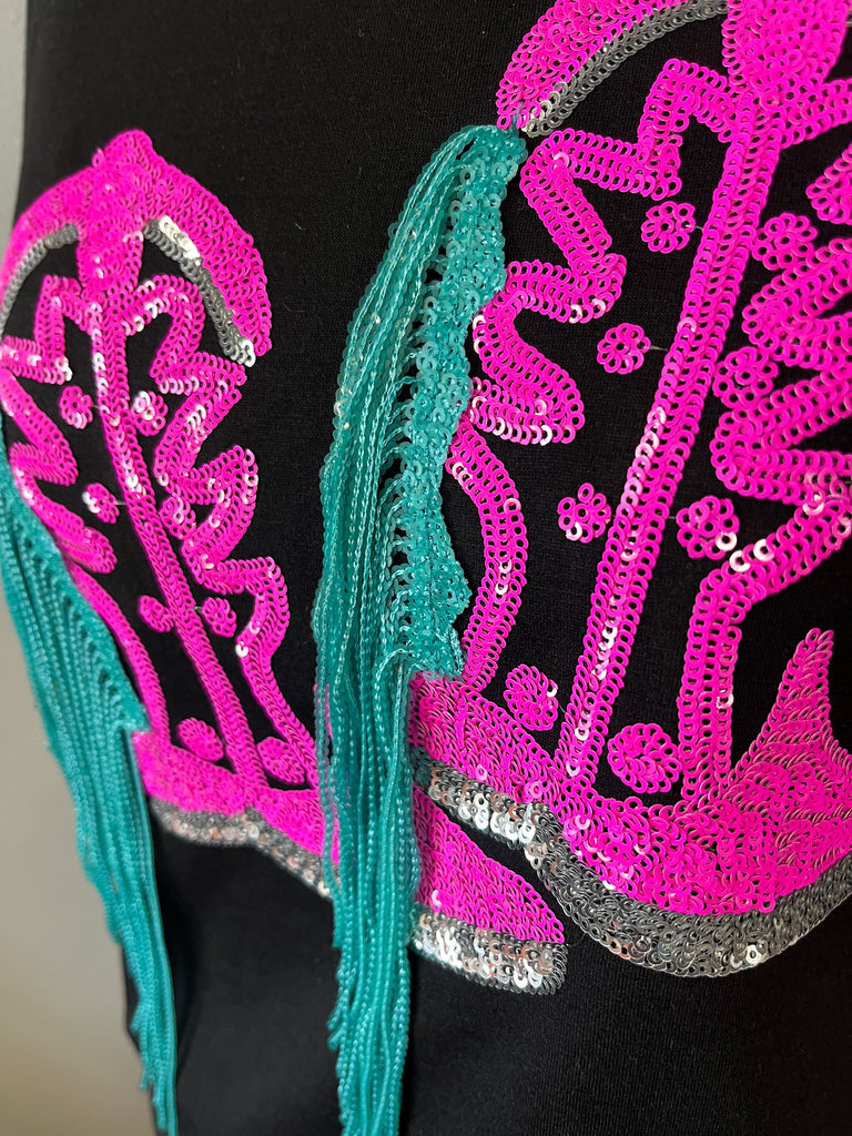 Sequins N Tassles Boots Tee