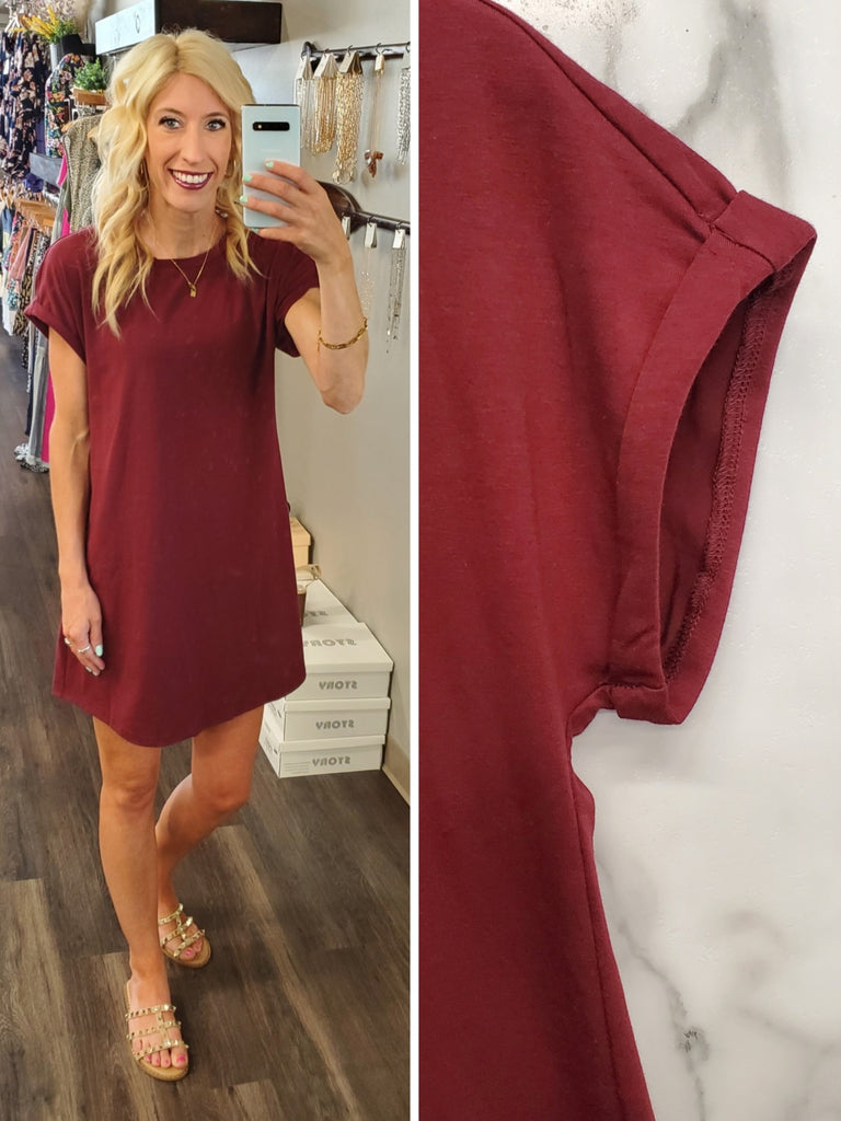 Stacie T - Shirt Dress - Burgundy