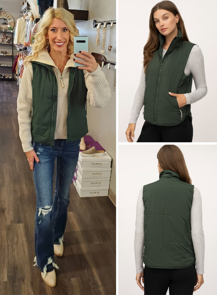 Jacklyn Ultra-Light Puffer Vest - Forest