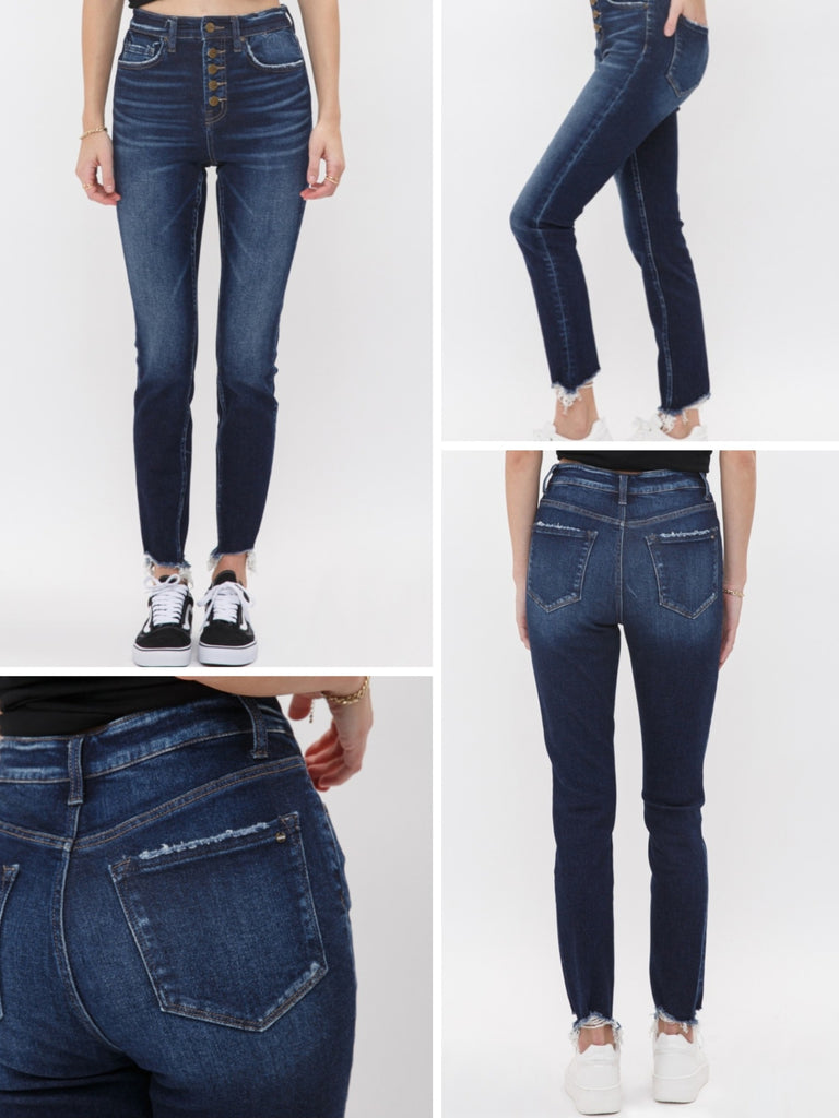 River Button High-Rise Ankle Skinny