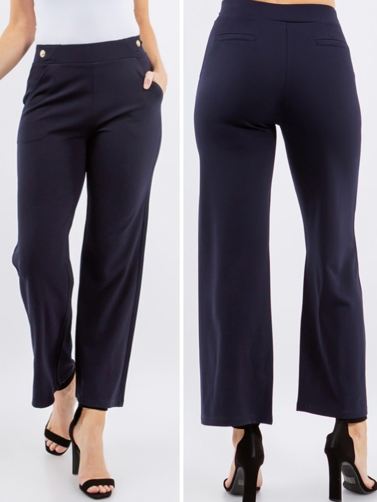 Stef Kick-Crop Dress Pant - Navy