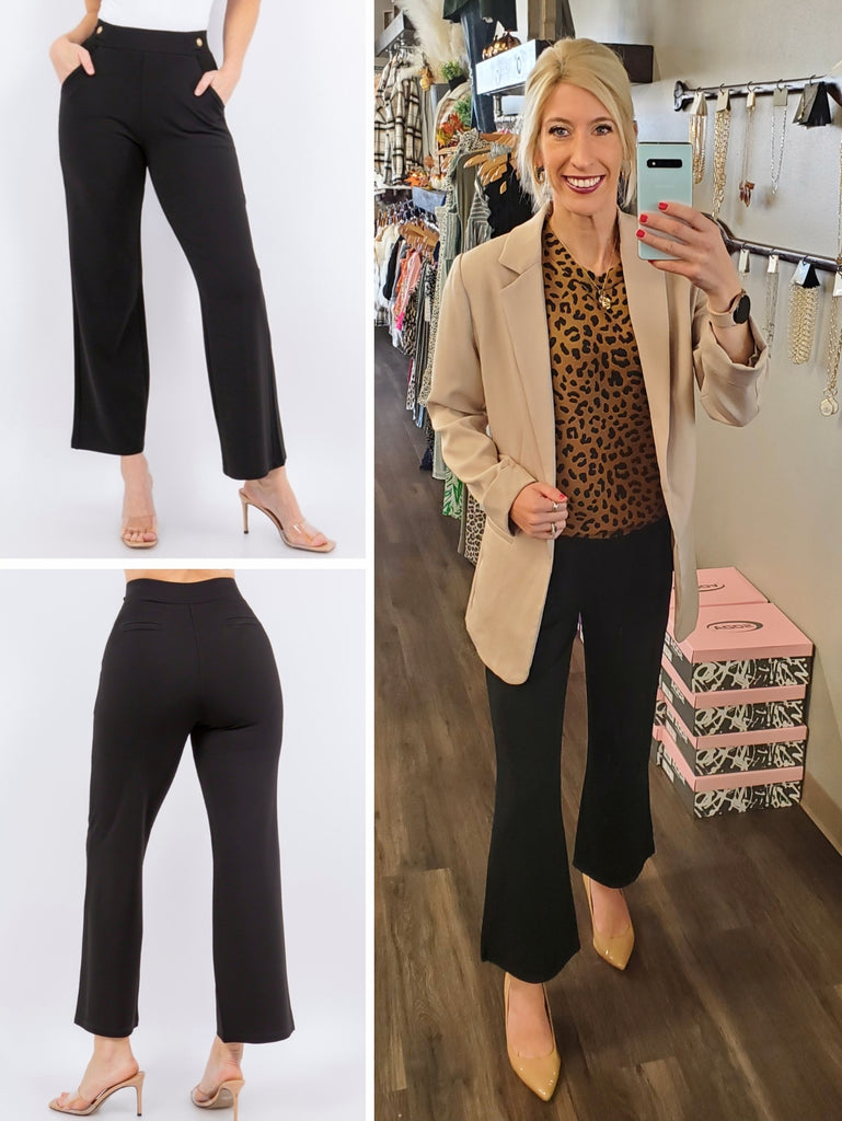 Stef Kick-Crop Dress Pant - Black