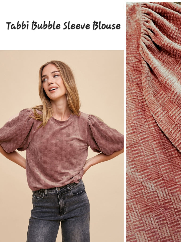 Tabbi Bubble Sleeve Blouse - Mauve