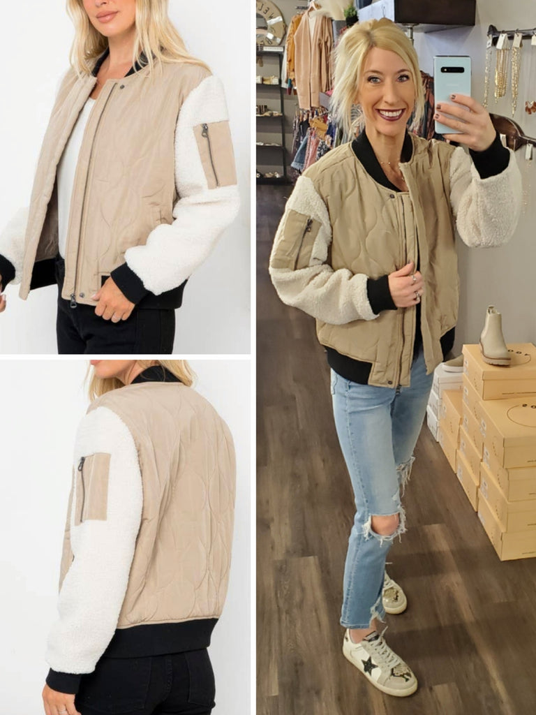 Tasha Quilted Jacket with Sherpa Sleeves