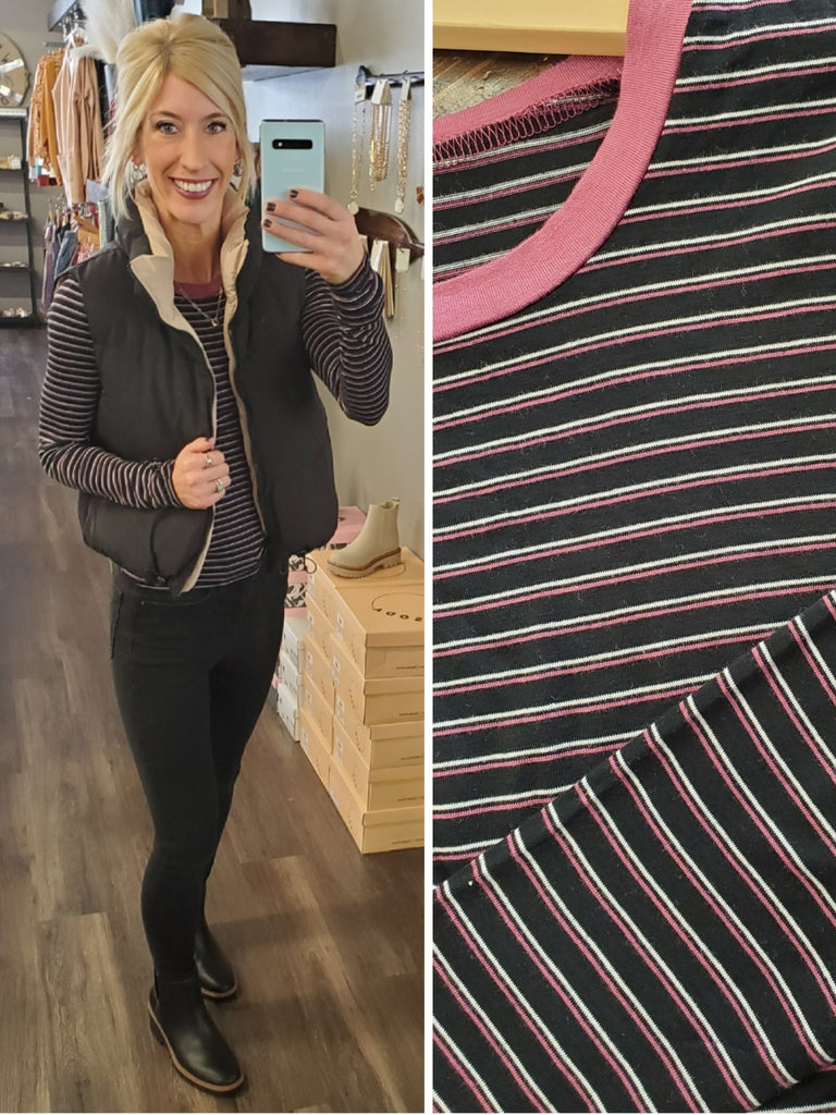 Marlys Long-Sleeve - SLIM FIT - Black/Mauve