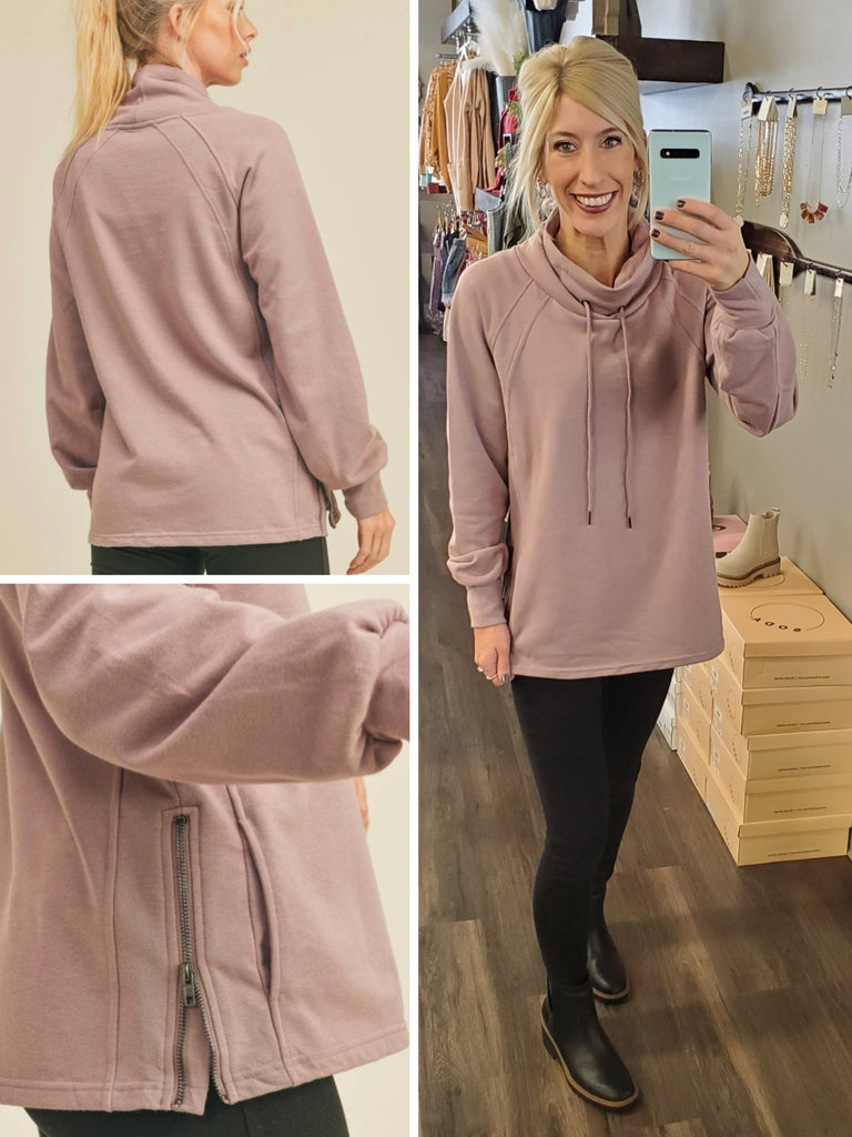 Kimber Mock Neck Pullover with side Zipper