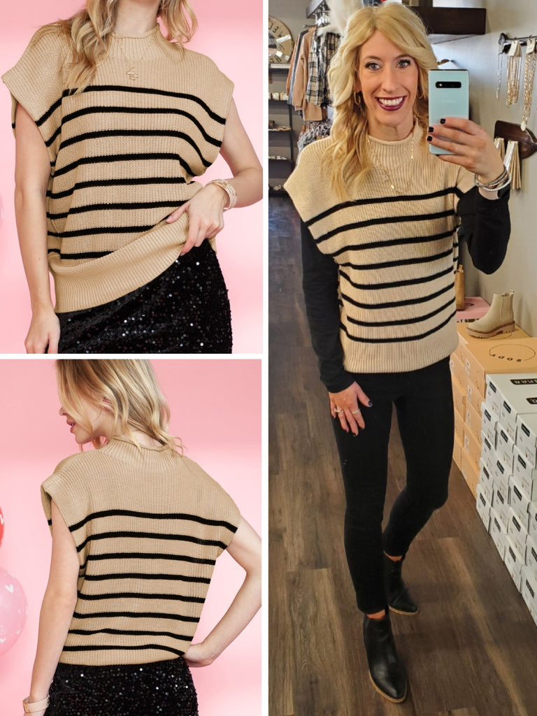 Annika Sweater Vest - Mocha/Black