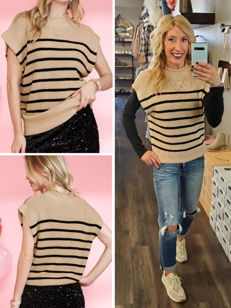 Annika Sweater Vest - Mocha/Black