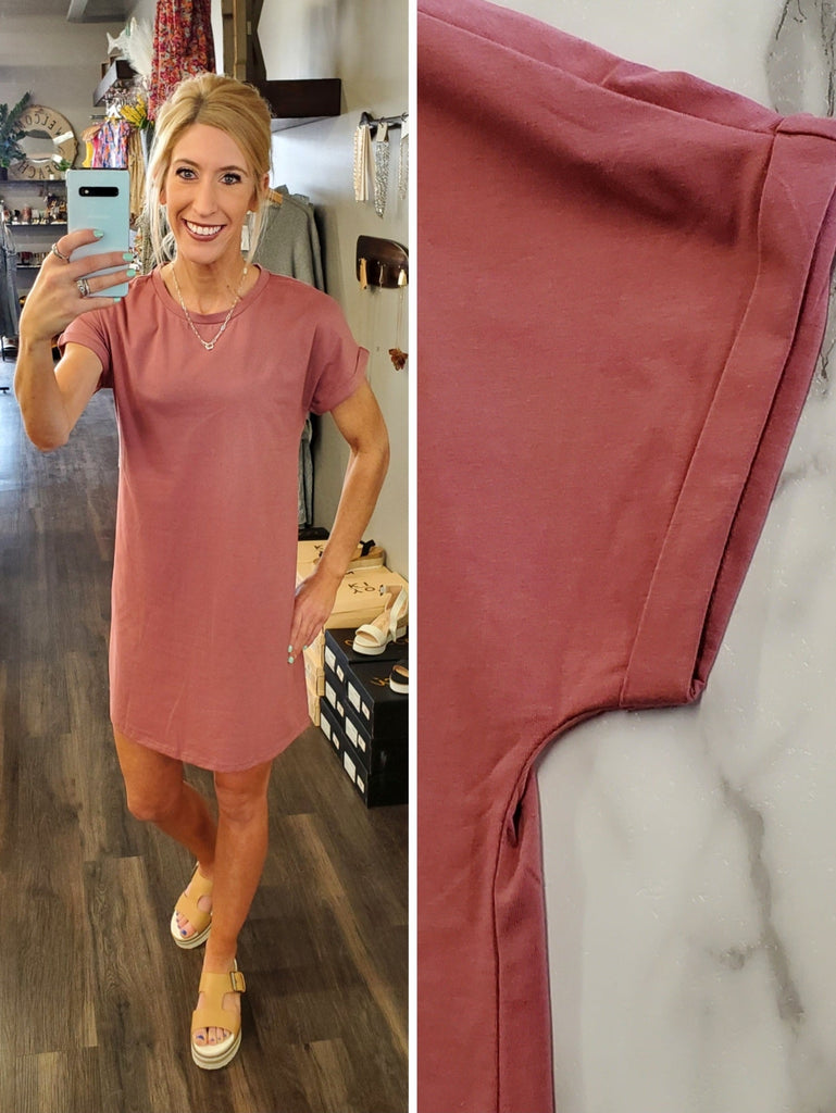 Stacie T-Shirt Dress - Dusty Mauve