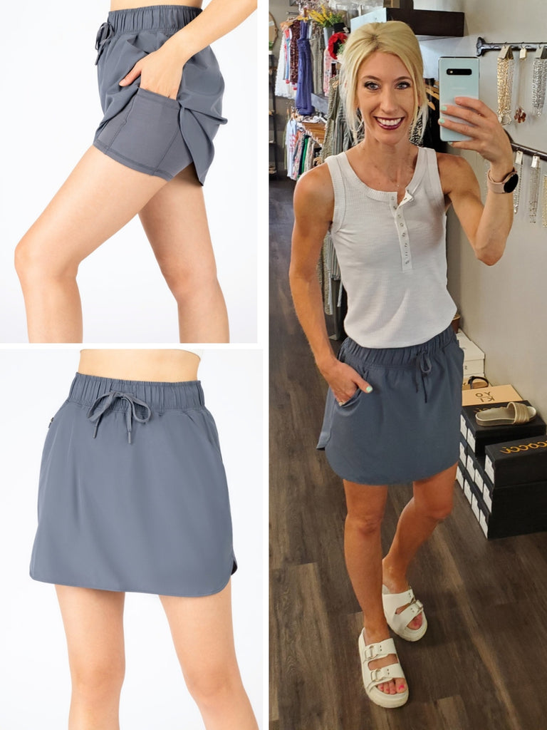 Amber Everywhere Skort - Dusty Pewter
