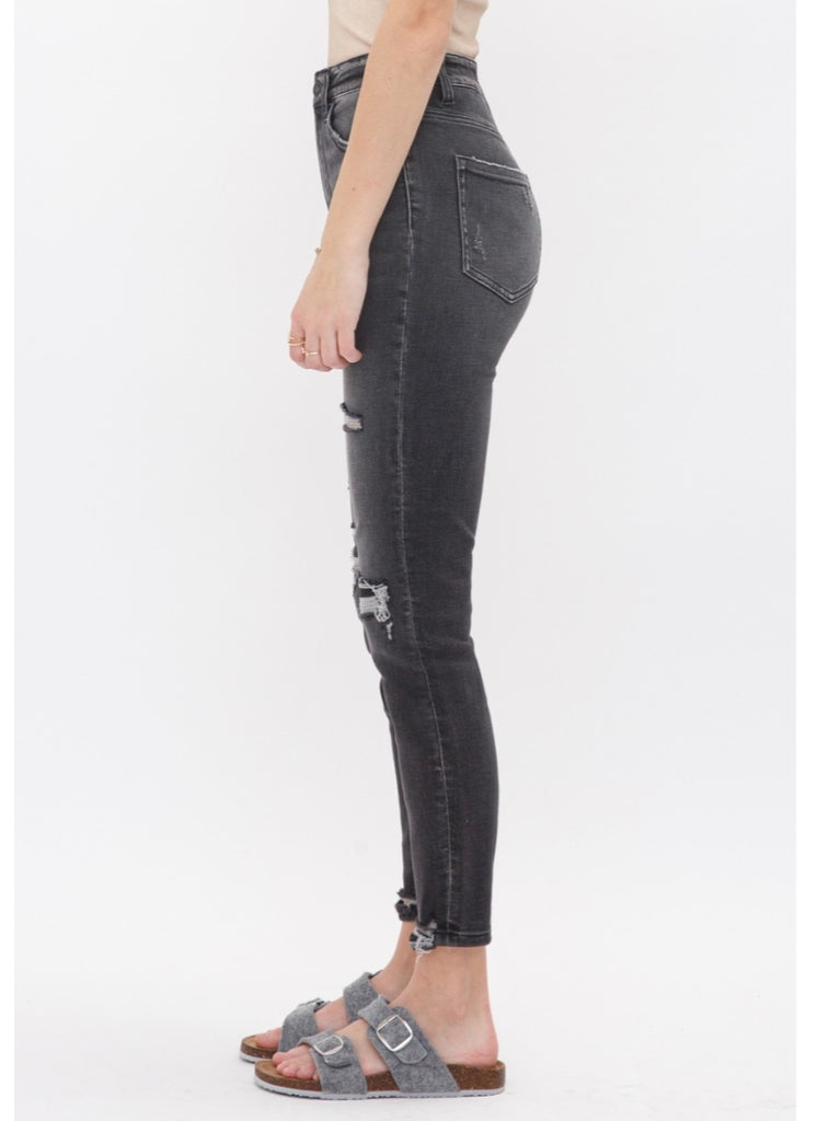 Regina High Rise Charcoal Skinny with Patch