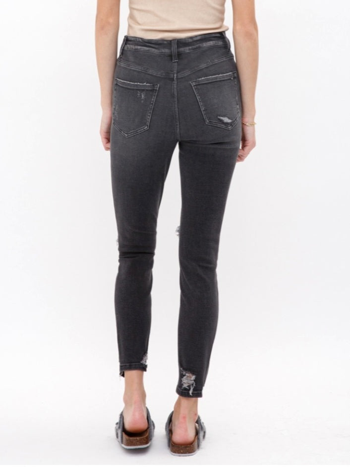 Regina High Rise Charcoal Skinny with Patch