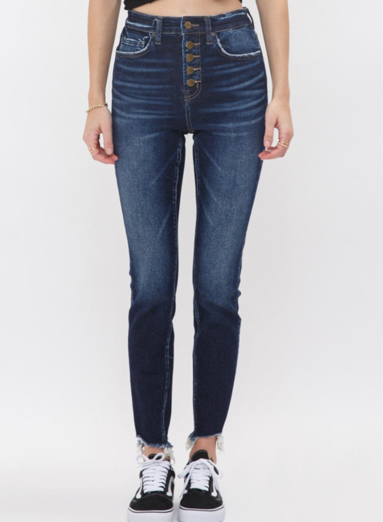 River Button High-Rise Ankle Skinny