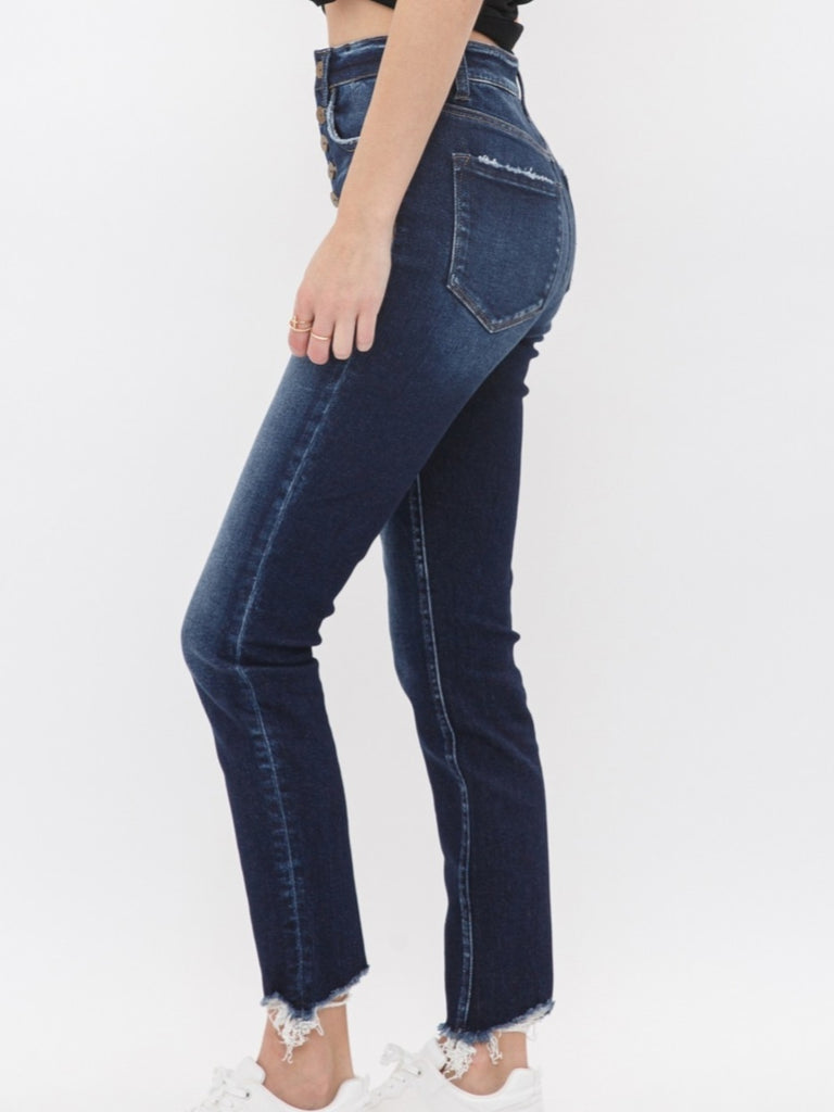River Button High-Rise Ankle Skinny
