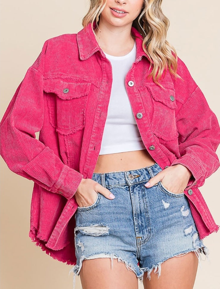 Clea Hot Pink Vintage Corduroy Jacket