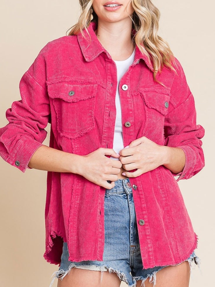 Clea Hot Pink Vintage Corduroy Jacket