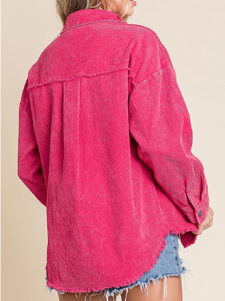 Clea Hot Pink Vintage Corduroy Jacket