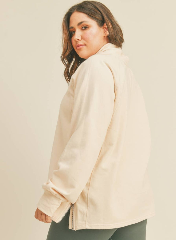 Kimber Mock Neck Pullover with side Zipper - PLUS