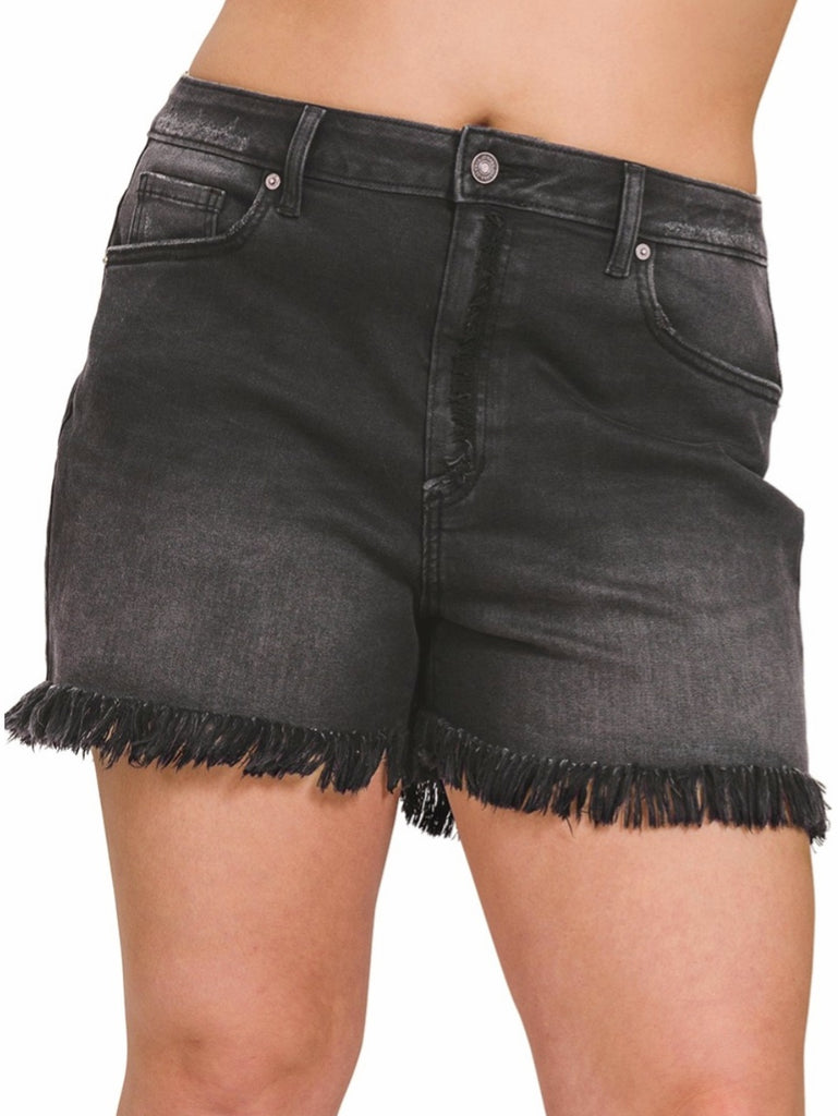 Chantelle Charcoal Fringe Shorts