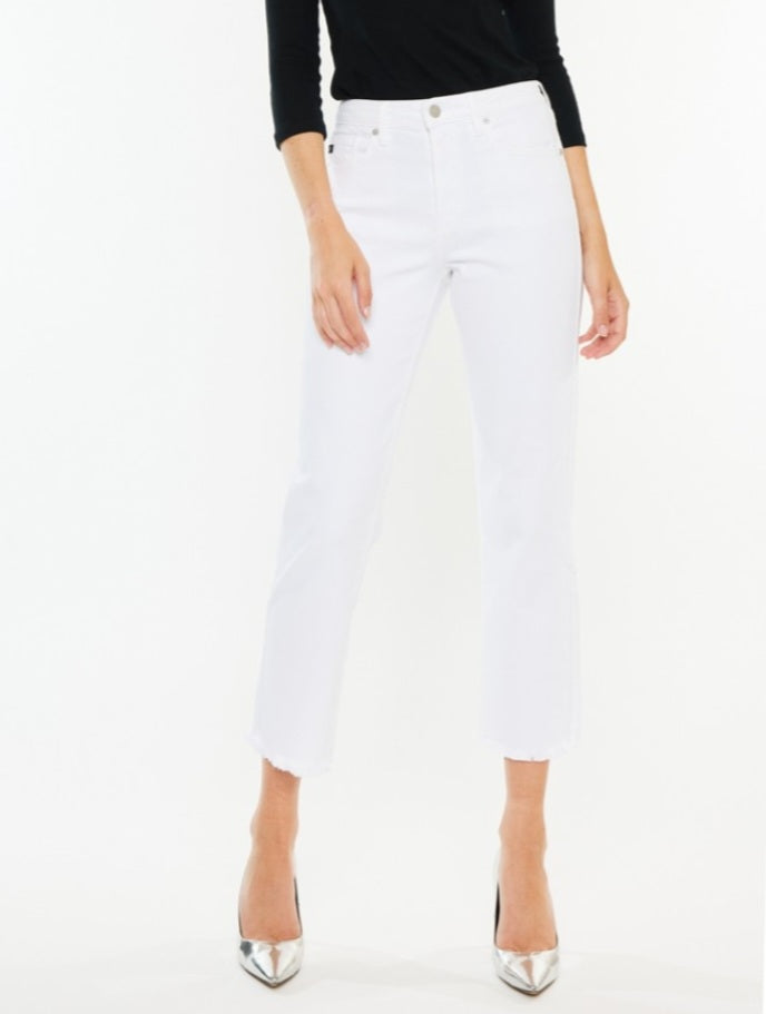 Amy High-Rise Cropped Straight - White