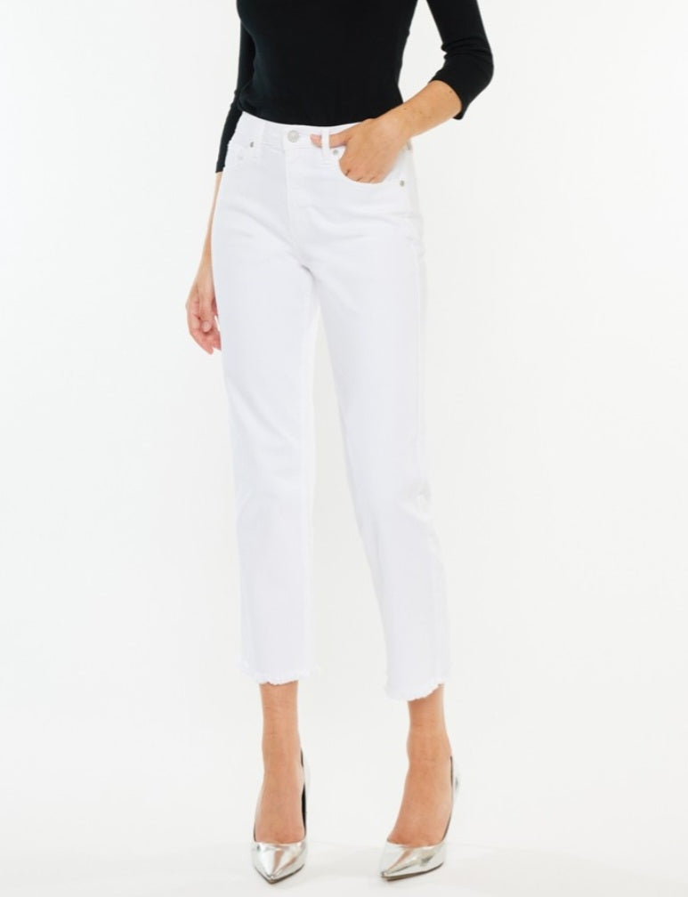 Amy High-Rise Cropped Straight - White