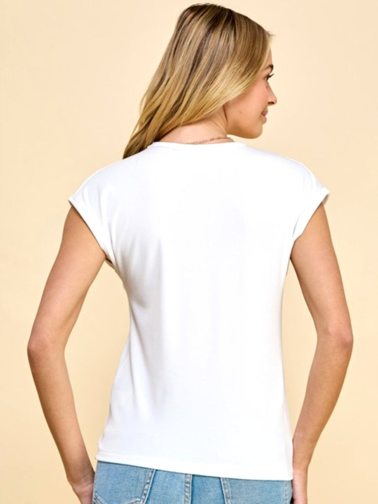 Katrina Ribbed Cap Sleeve Top - Ivory