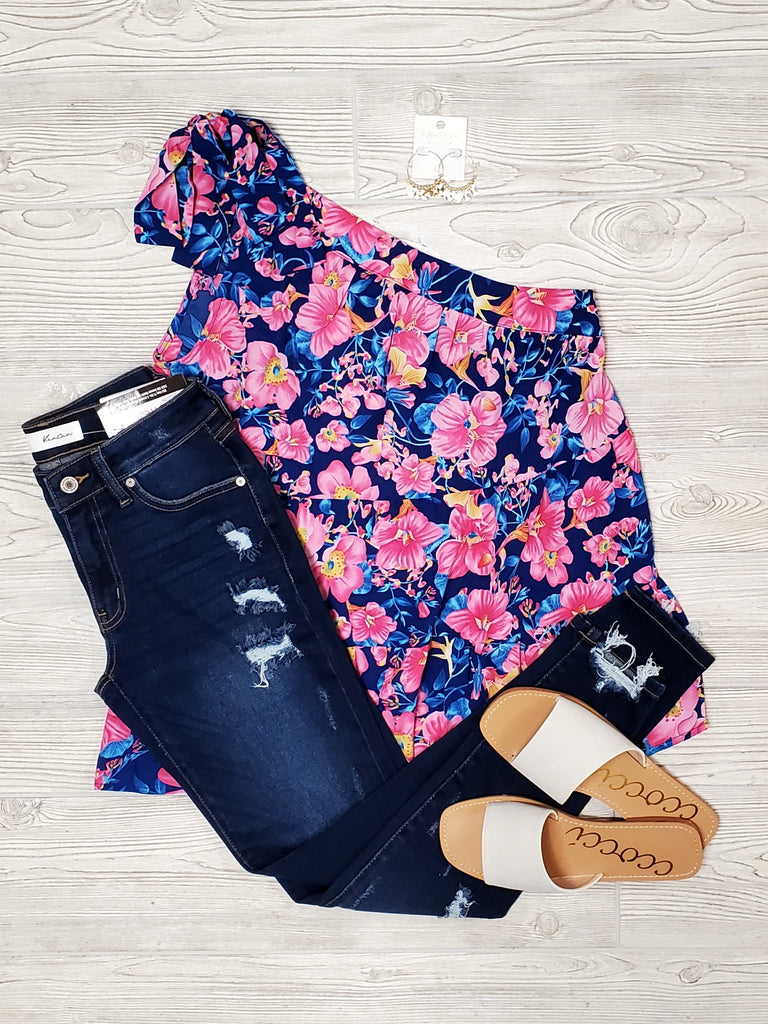 Genevieve Floral One Shoulder Top