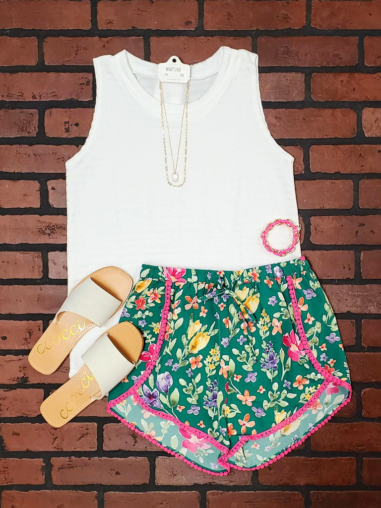 Bella Floral Shorts - Green