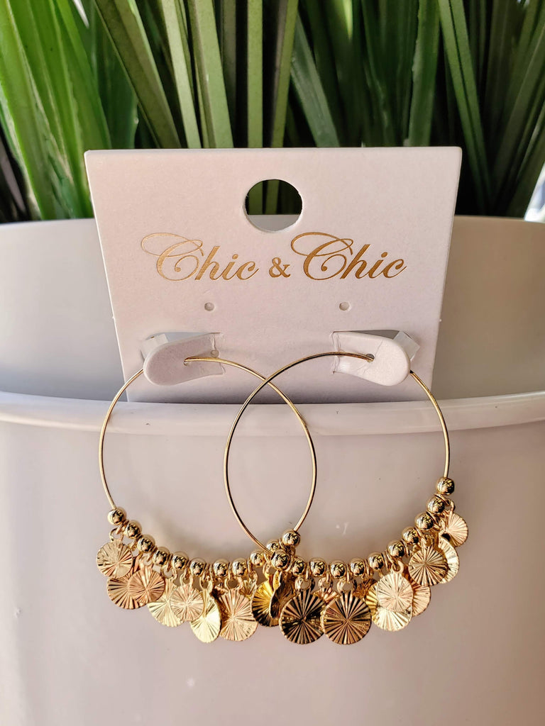 Disc Drop Hoop Earrings