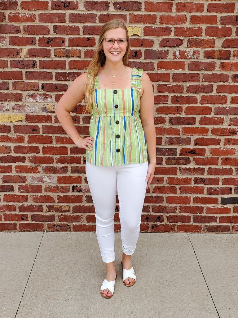 Renee Striped Button Tank Top
