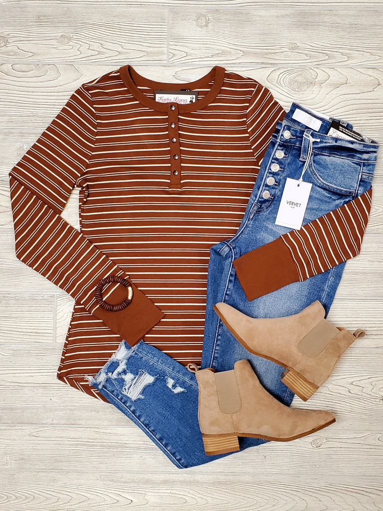 Leanna Brown Striped Henley