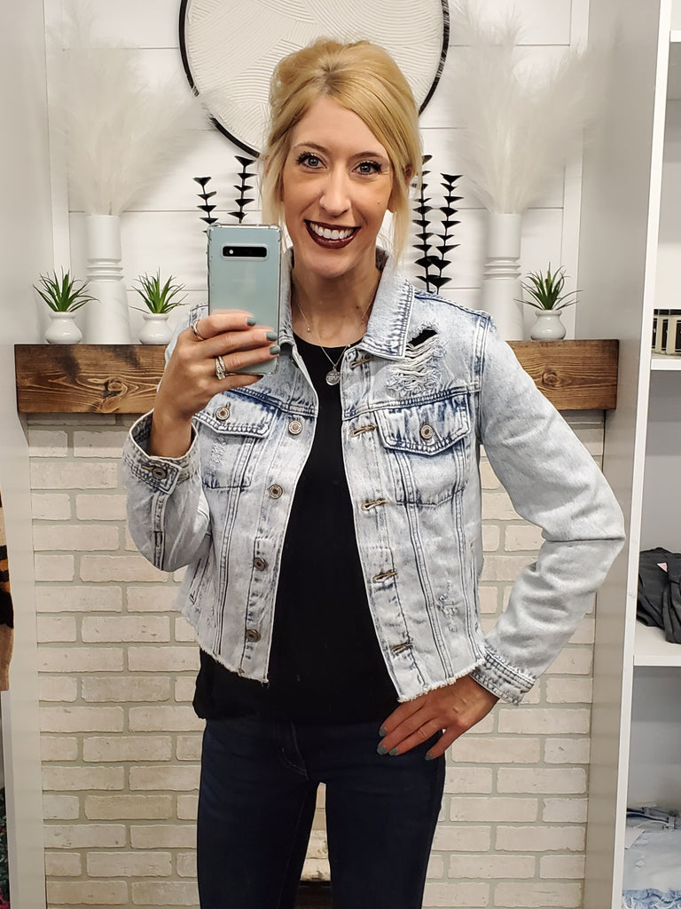 Jane Light Wash Distressed Jean Jacket