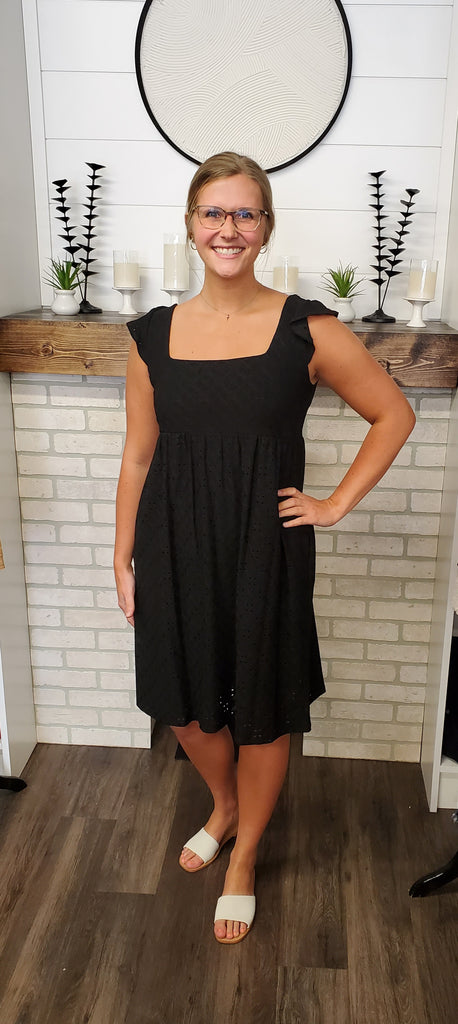 Libby Eyelet Ruffle Shoulder Dress