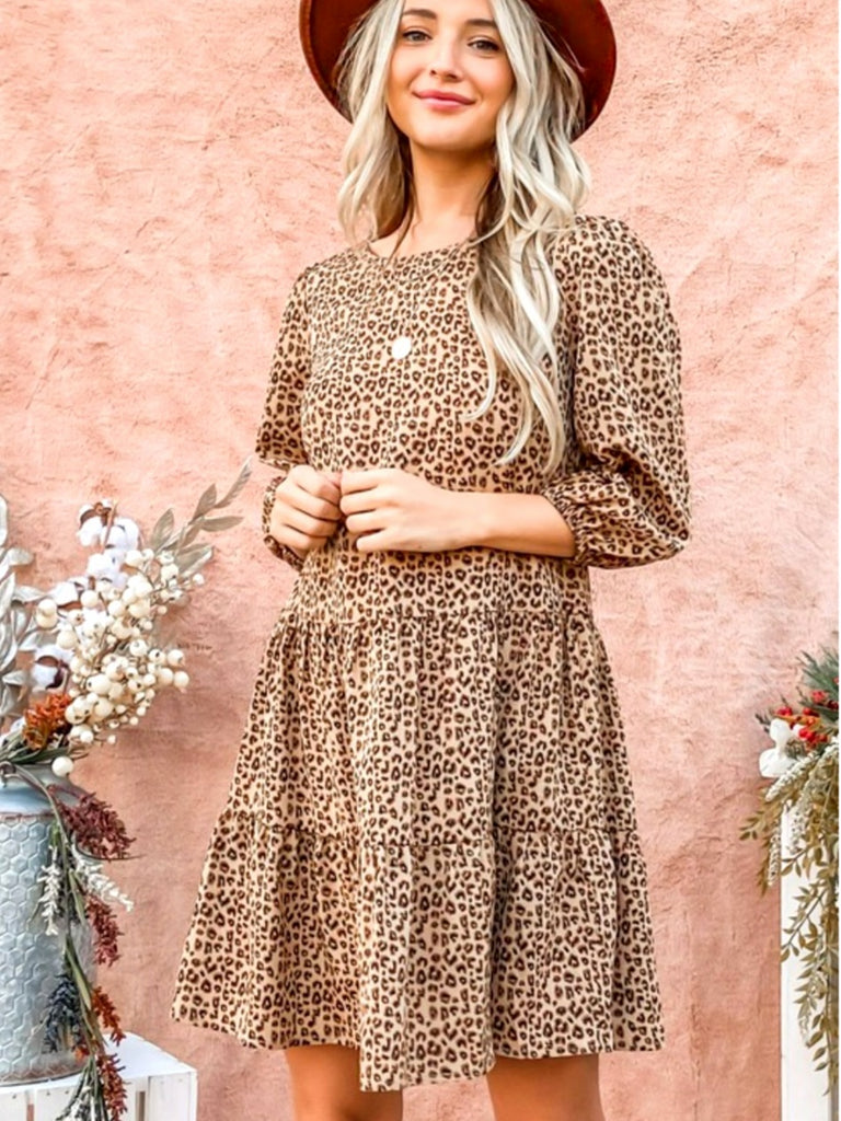 London Leopard Print Baby Doll Dress