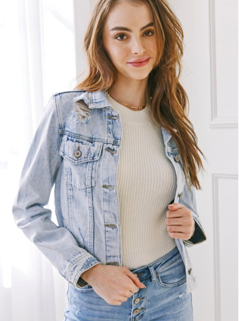 Jane Light Wash Distressed Jean Jacket