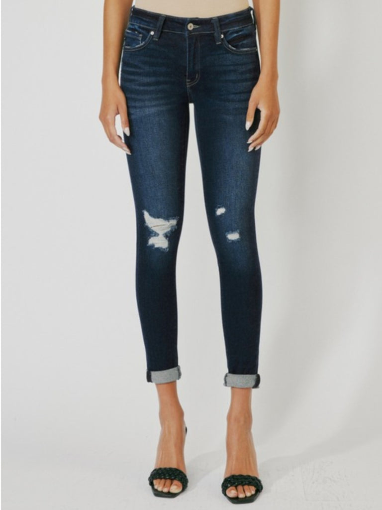 Layla Mid-Rise Light Destruction Denim