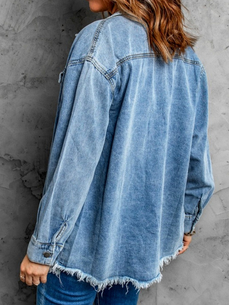 Bridgett Denim Button-Ups with Fringe Hem