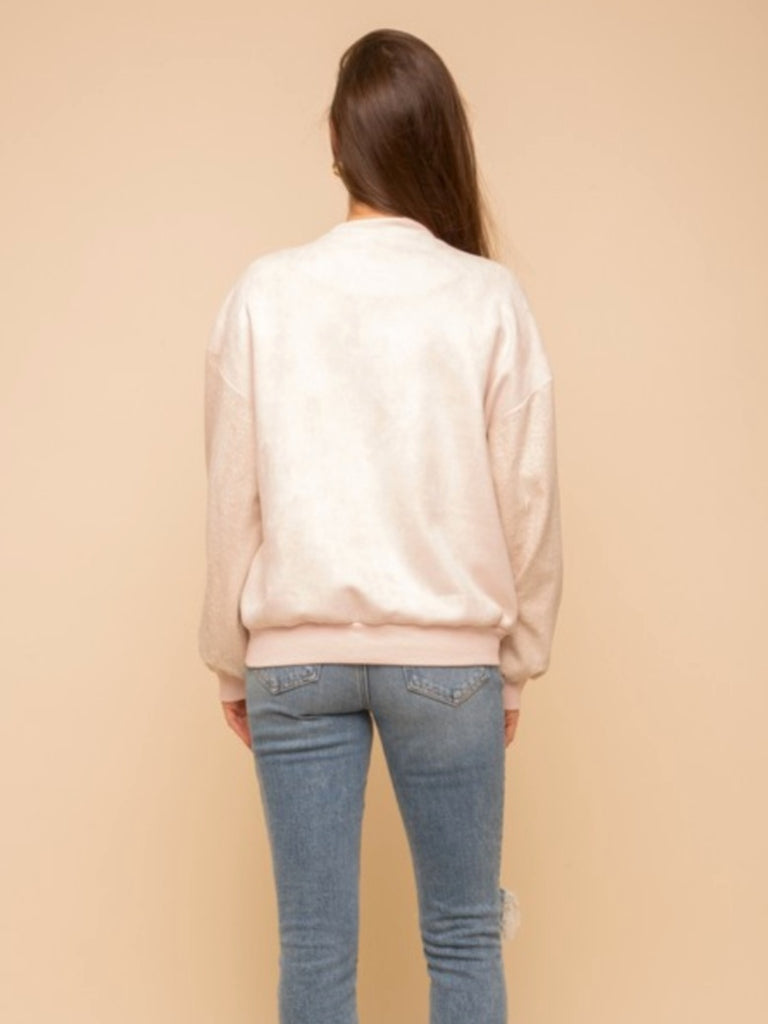Oaklee Blush Suede Bomber Jacket
