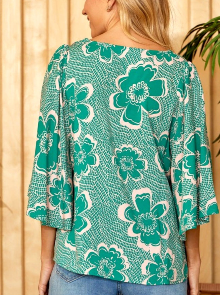 Denae Floral Flare Sleeve