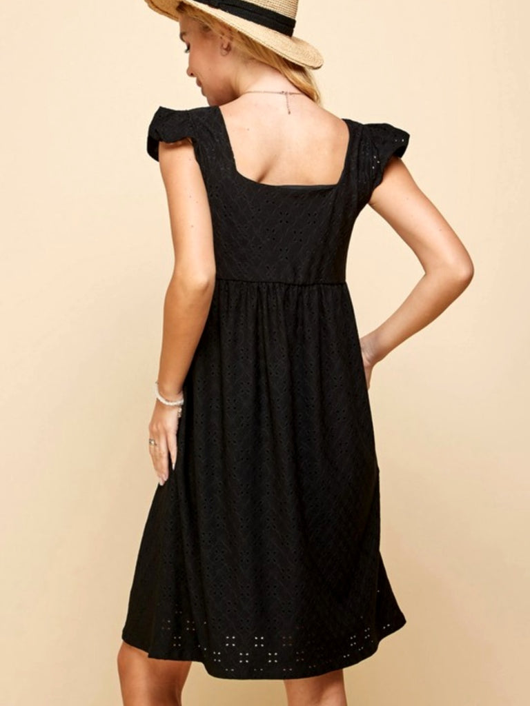 Libby Eyelet Ruffle Shoulder Dress