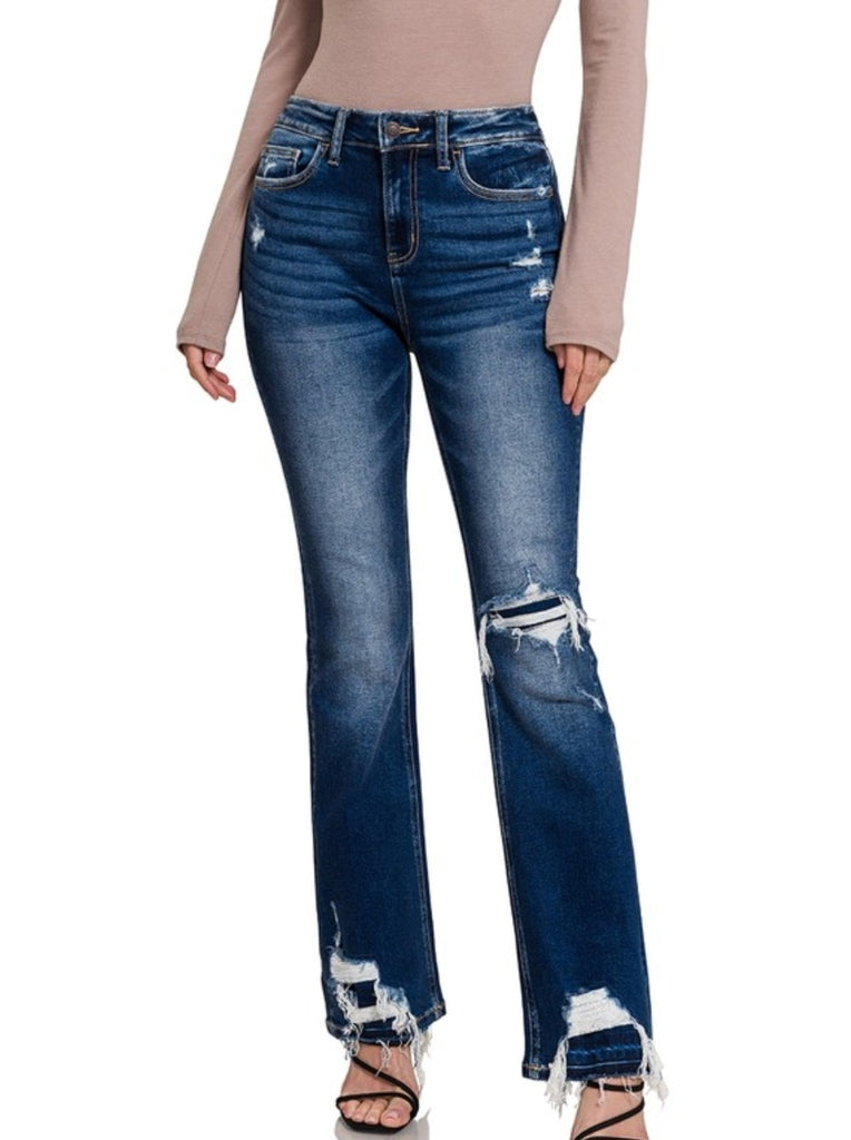 Heaven Distressed Flare Jeans