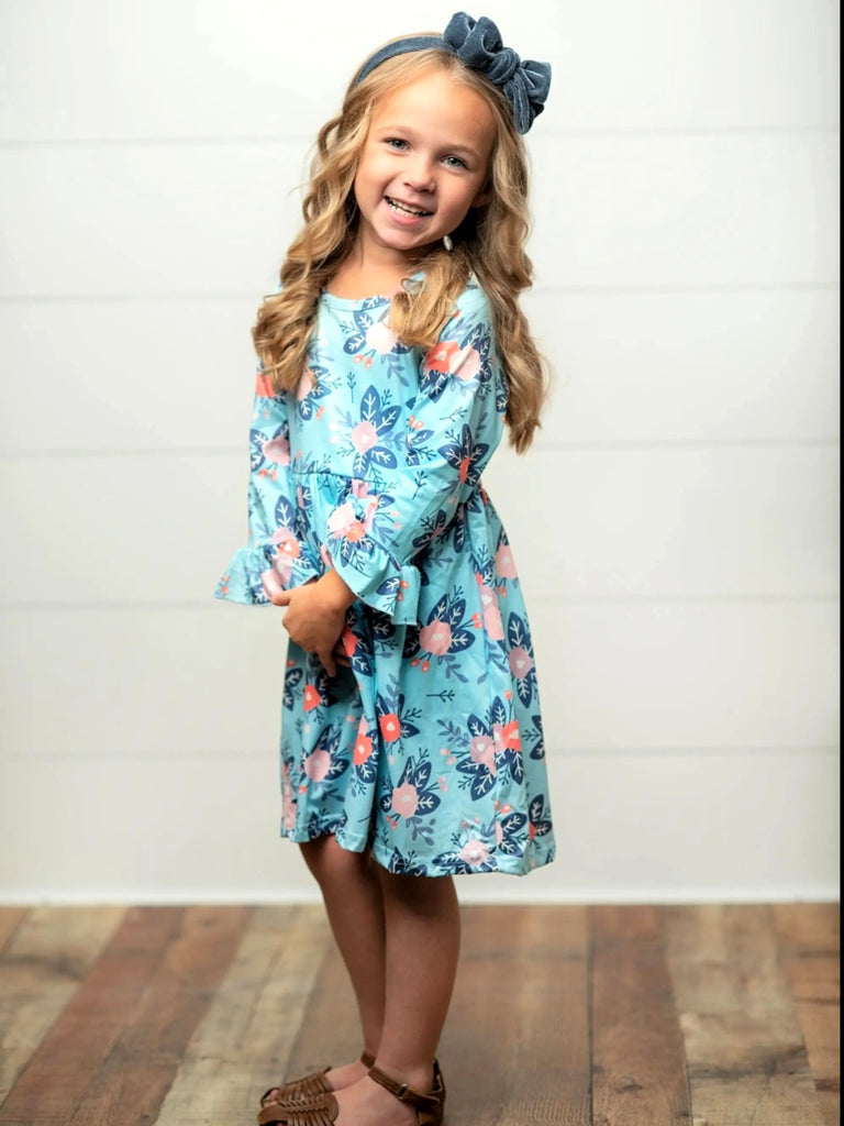 Claire Floral Flare Sleeve Dress - KIDS