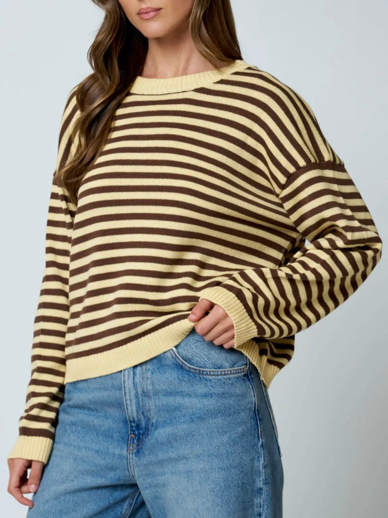 Reya Striped Button-Back Sweater